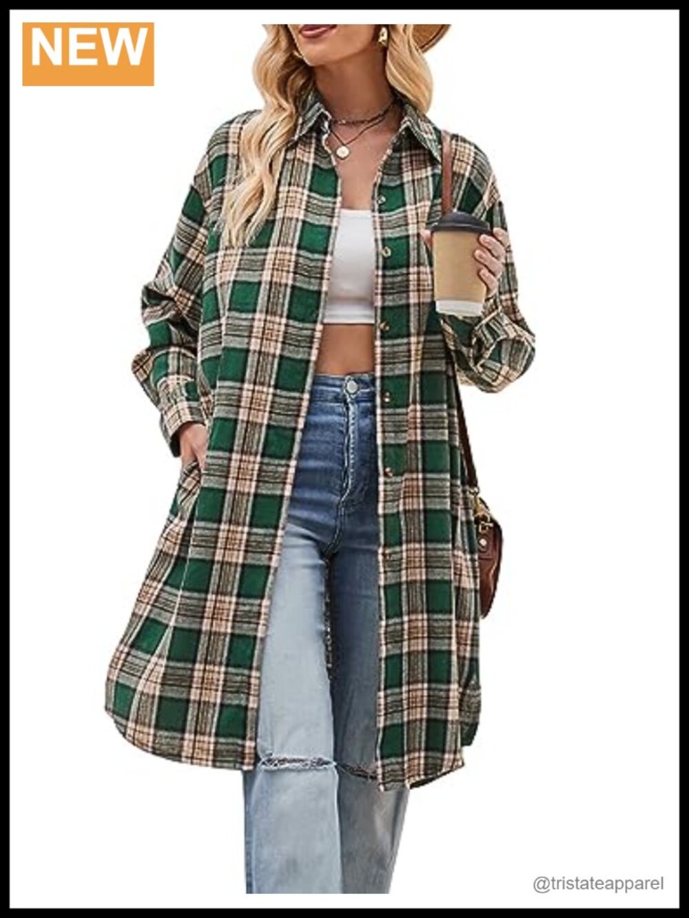 Oversized Plaid Flannel Shirt Women Long Sleeve Button Down Blouse Pockets